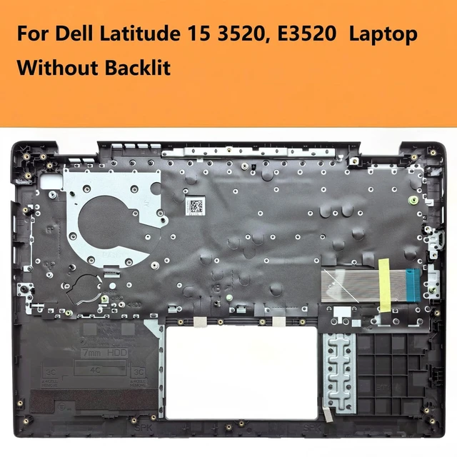 Alt view image 2 of 6 - 0DJP76 Replacement Upper Case Palmrest for Dell Latitude 15 3520 / E3520 | DJP76, US Layout Non-Backlit Keyboard, Black Plastic Palm rest with Type-C Cable