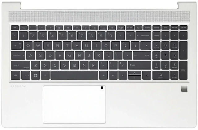 Main image of CCGDZKJ N01933-001 Replacement Upper Case Palmrest for HP Probook 450 G9 | for HP Probook 455 G9, US Layout Backlit Keyboard and SIM Card Slot, Silver Metal Top Cover