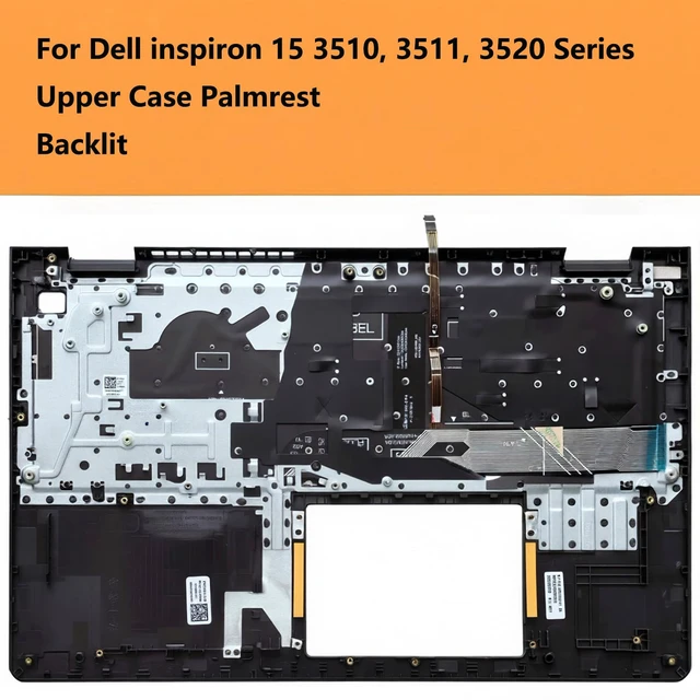 Alt view image 2 of 6 - CCGDZKJ Replacement Upper Case Palmrest for Dell Inspiron 15 3510, 3511 | for Dell Inspiron 15 3515, 3520, 0418CV, 418CV, USB-A Port, US Layout Keyboard, Black Plastic Top Cover