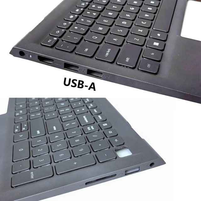 Alt view image 3 of 6 - CCGDZKJ Replacement Upper Case Palmrest for Dell Inspiron 15 3510, 3511 | for Dell Inspiron 15 3515, 3520, 0418CV, 418CV, USB-A Port, US Layout Keyboard, Black Plastic Top Cover