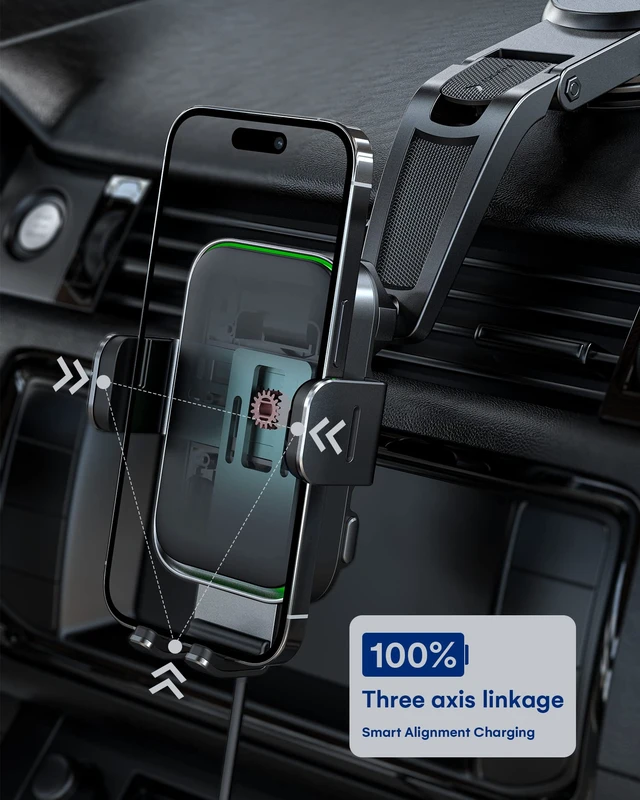 Alt view image 3 of 7 - ZEEHOO Wireless Car Charger, DUOXX Dual Coils 15W Fast Charging Auto-Clamping Car Mount, Dashboard, Vent Charging Phone Holder for iPhone 17 16 15 14 13 12, S23 Ultra, Z Flip4 3, etc