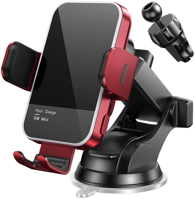 Main image of Wireless Car Charger,7 Colored RGB BacklitMosurr 15W Auto Clamping Car Charger Phone Mount Holder fit for iPhone 15 14 13 12 Mini Pro Max 11 XR XS, Samsung Galaxy S24 Ultra S23 S22 S21+ Note 20, etc
