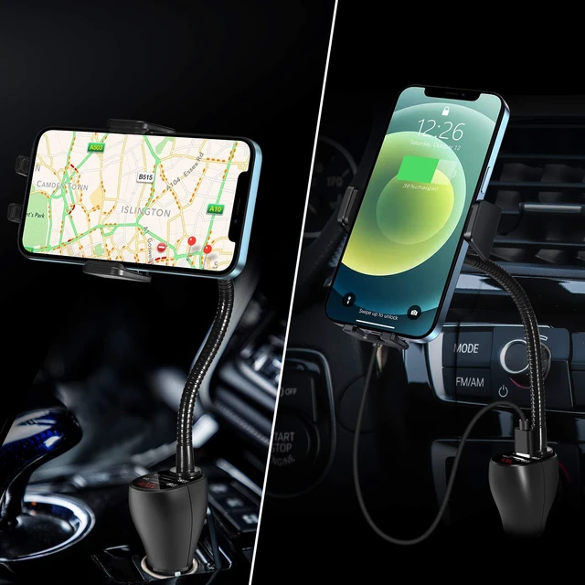 Alt view image 6 of 6 - HVDI Wireless Car Charger Mount,Car Cigarette Lighter 15W Qi Fast Charging Auto-Clamping Dual QC 3.0 Port Air Vent Car Charger Phone Holder,for iPhone 13 Pro Max/12/11/XR/X/8,Samsung S21/S20/S10/9/8