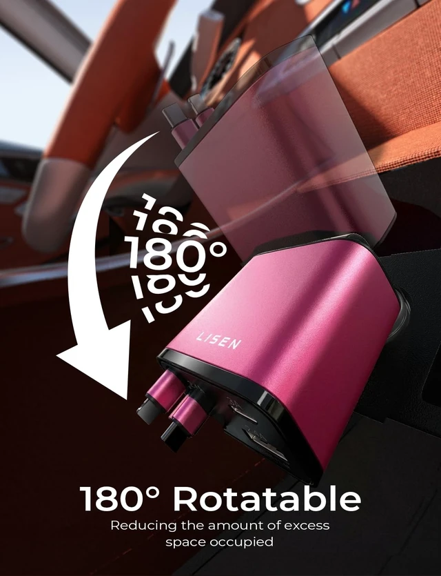 Alt view image 5 of 7 - LISEN Retractable Car Charger, 84W Car Charger USB C Fast Charger Adapter, Car Accessories for Men Women, Gifts for Fathers Day for Men Dad Husband, for iPhone 17 16 15 14 13 12 Pro Max, Pink-Black