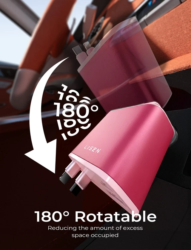 Alt view image 5 of 7 - LISEN Retractable Car Charger, Pink-White | Multiple Ports Car Charger, Retractable Car Charger Fast Charge for iPad, for Samsung, Car Accessories for Men, Pink-White