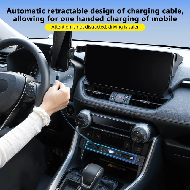 Alt view image 4 of 7 - ELOHEI Car Charger for Toyota RAV4 Hub USB with 8-Color Ambient Light | Fast Charger for Toyota RAV4 Accessories 2020 2021 2022 2023 2024 2025 Multi Port Retractable Docking Station