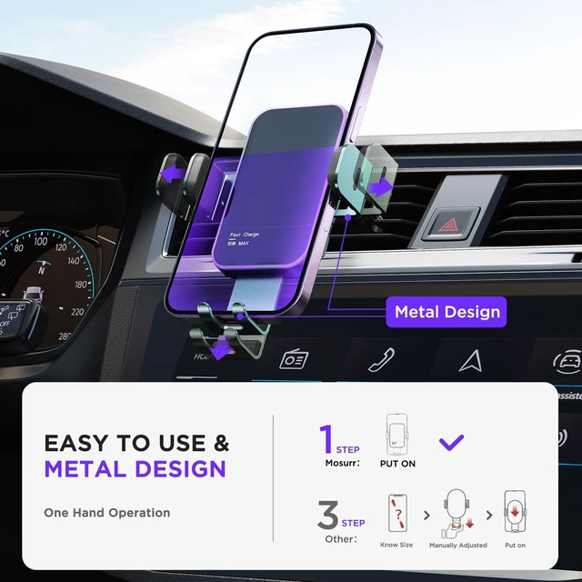 Alt view image 5 of 7 - Wireless Car Charger,7 Colored LED Backlit 15W Auto Clamping Phone Mount Holder fit for iPhone 15 14 13 12 Mini Pro Max 11 XR XS X, Samsung Galaxy S23 Ultra S22 S21+ S10+ Note 20, etc - Green
