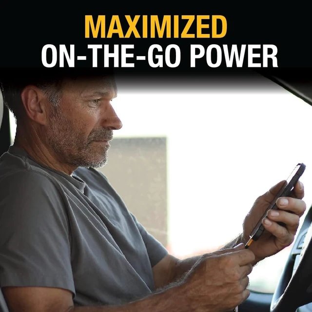 Alt view image 6 of 7 - DEWALT Heavy Duty 72W 5 Port USB Car Charger Multiport, iPhone 17 Multi USB | Car Charger, Fast Charge PD & QC3.0 Cigarette Lighter Adapter w/ 6FT Cable, Type C Front