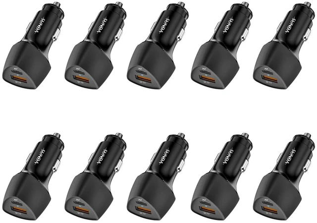 Main image of (10pack) SUNDA USB C Fast Car Charger 51W Dual Ports PD/PPS&QC3.0, Cell Phone Automobile Chargers, for Apple Smart-Phones and Android Car Charger, Compatible with iPhone 16/15 Pro/14 Mini/iPhone 13