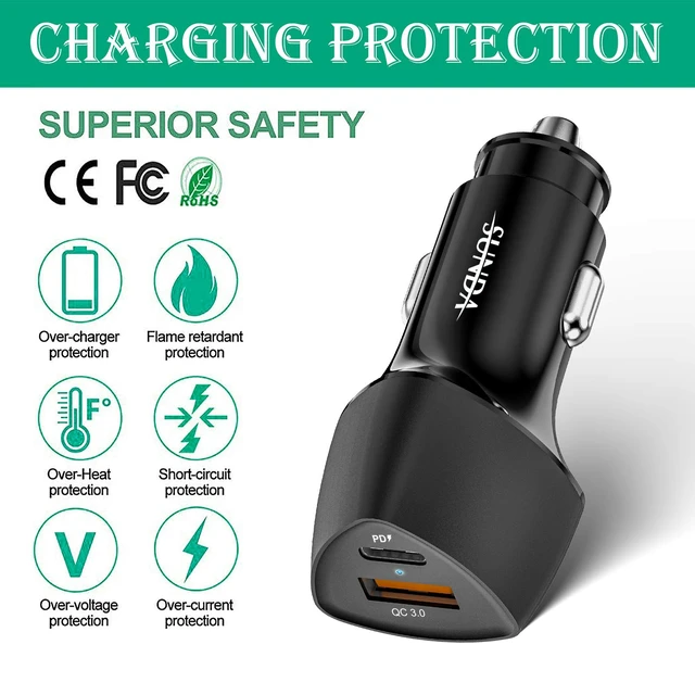 Alt view image 7 of 7 - (10pack) SUNDA USB C Fast Car Charger 51W Dual Ports PD/PPS&QC3.0, Cell Phone Automobile Chargers, for Apple Smart-Phones and Android Car Charger, Compatible with iPhone 16/15 Pro/14 Mini/iPhone 13