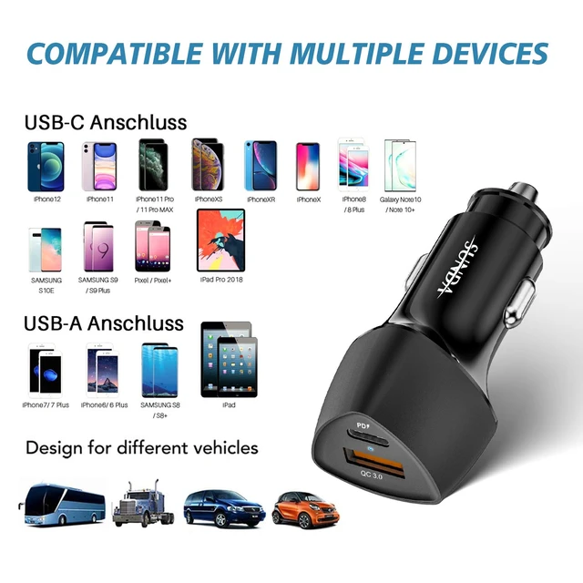 Alt view image 6 of 7 - (10pack) SUNDA USB C Fast Car Charger 51W Dual Ports PD/PPS&QC3.0, Cell Phone Automobile Chargers, for Apple Smart-Phones and Android Car Charger, Compatible with iPhone 16/15 Pro/14 Mini/iPhone 13