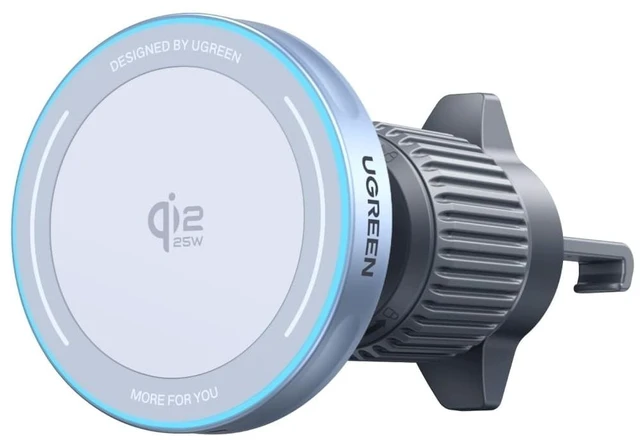 Main image of UGREEN MagFlow 25W Qi2.2 MagSafe Compatible Wireless Car Charger | Air Vent Clip and Fast Power, 360°Adjustable Car Phone Holder for iPhone 18-12 Series and More, Includes USB-C Cable