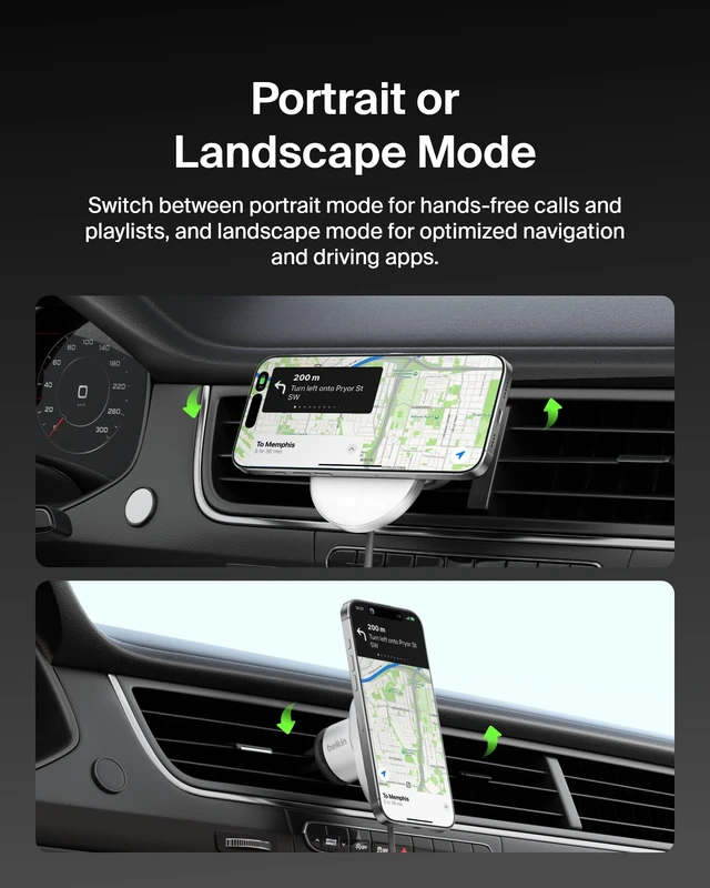 Alt view image 2 of 7 - Belkin 15W MagSafe-Compatible Wireless Car Charger, Vent Mount | iPhone 17/16/15/14/13, Pixel 10 compatible, fast charging, secure vent mount, hands-free driving