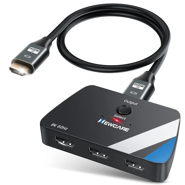 Main image of HDMI 2.1 Switch 3 in 1 Out, 4K@120Hz 8K@60Hz 48Gbps w/ 2.6ft 8K HDMI Cable | HDMI Splitter Switch Supports HDR10+, ALLM, VRR, Dolby, 3D and HDCP2.3, Compatible with PS5, PS4, Xbox, TV and Projector