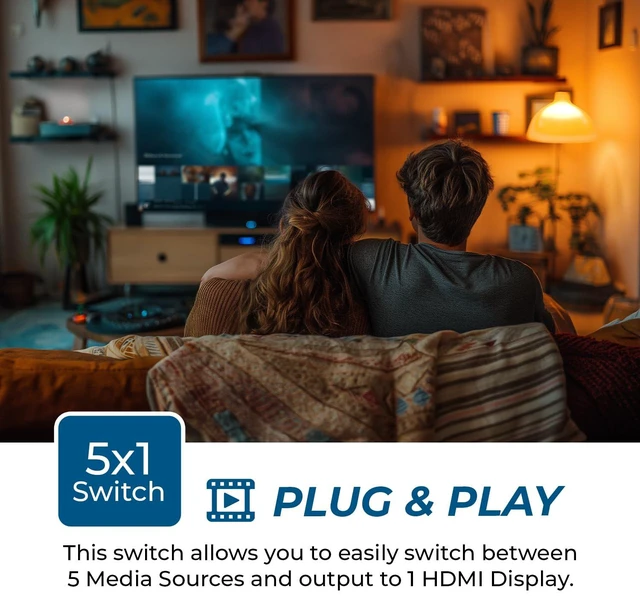 Alt view image 6 of 7 - OREI 8K@60Hz 4K@120Hz HDMI 2.1 Switch 5 in 1 Out 48Gbps, HDR10+ W/Remote | Hdmi Switch with remote, 4K@240Hz with DSC, VRR, ALLM, QFT, CEC, PS5/Xbox Roku, Apple TV, Fire Stick, HDCP 2.3 Compatible