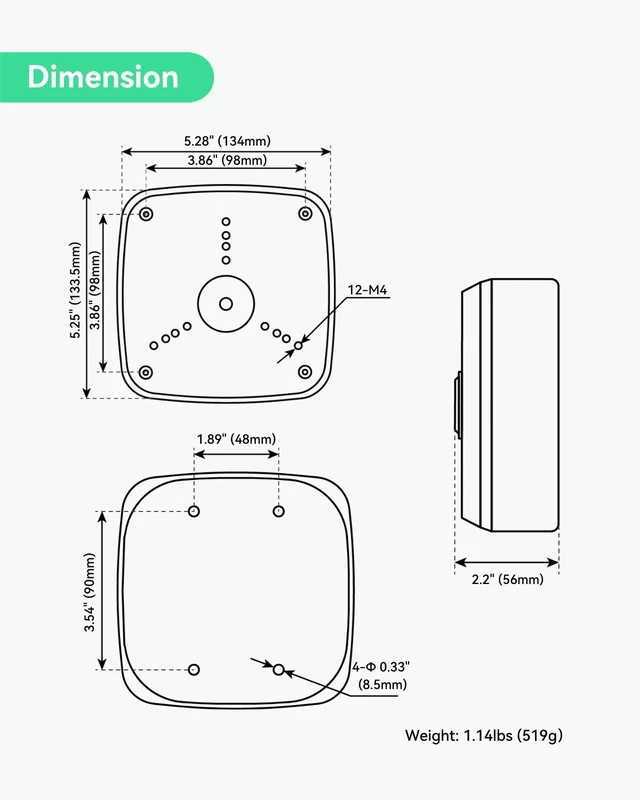 Alt view image 5 of 6 - LINOVISION EoC Transmitter Camera Mount Box, IP66 Waterproof Junction Box | Aluminum Outdoor Enclosure | Universal Mount Design | Compatible with EoC Transmitter and Bullet