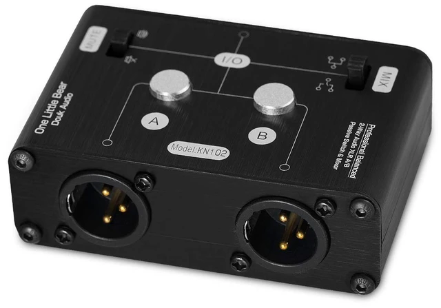 Main image of 2 Way XLR Balanced Stereo Audio Switcher Passive A/B Mini Switch Box Mixer Sound Splitter (KN102, 1-IN-2-OUT)
