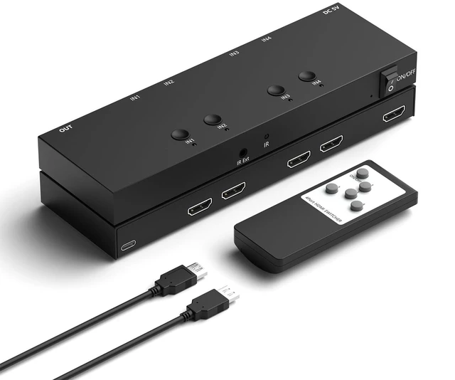 Main image of ZUZONG 4 Port HDMI Switch 4k@60hz HDMI Switcher 4 in 1 Out HDCP 2.0 HDMI2.0 Hub Supports 3D Compatible with Switch/Switch 2/ OLED/Xbox PS5/4/3 DVD Player Fire Stick Roku Apple TV Chromecast PC