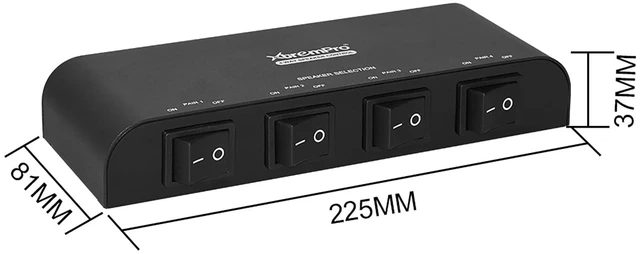 Alt view image 3 of 4 - XtremPro 2 or 4 Way Speaker Switch, 1 in 2 Out or 1 in 4 Out Way Pair Stereo Speaker Selector W/Screw Type Connections Metal Non-Slip Box - 61051 (1 x 4 Way)