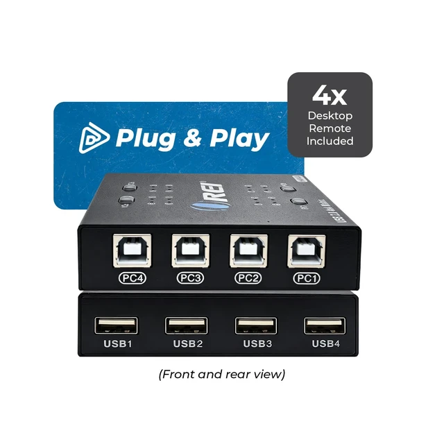 Alt view image 2 of 7 - OREI 4x4 USB Matrix Switch USB 2.0, Multi-OS, Dual Switching, 4X USB Cable | USB Matrix, KVM Switches Plug & Play, Share 4 USB Devices Across 4 PCs, Keyboard, Mouse, Printer, Webcam Support