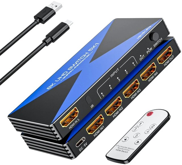 Main image of 4K@240Hz ALYYDBG HDMI 2.1 Switch 5 in 1 Out Support 3D HDR10+ HDCP 2.3 VRR | Compatible with PS5/4 Xbox Nienteen Switch Roku Fire Stick Apple TV to Connect your TV Monitor Projector