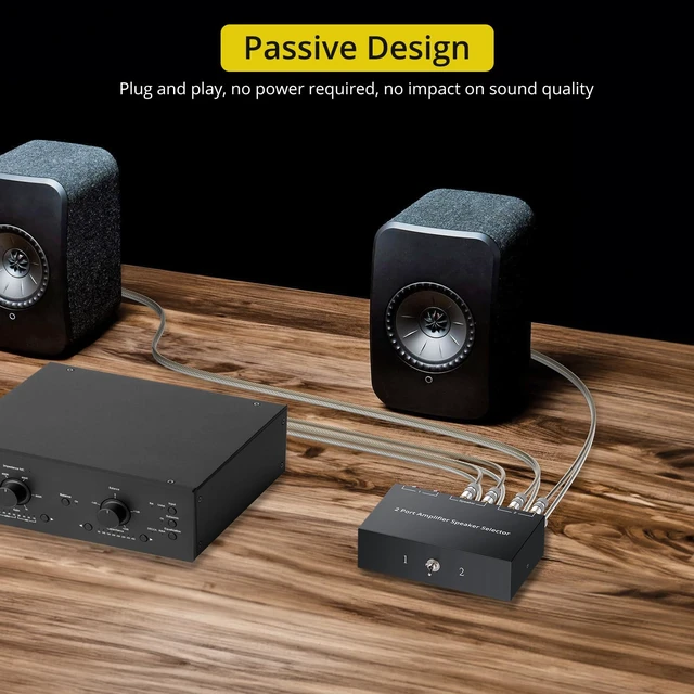 Alt view image 5 of 7 - PROZOR 2(1)-in-1(2)-Out Amp Amplifier Speaker Switcher Selector | 2-Way Speaker switcher selector box with A/B Switch No External Power Easy A/B Gear Comparison, No Cable Swaps