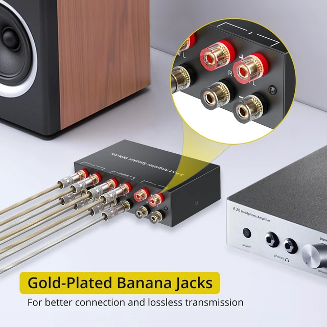 Alt view image 6 of 7 - PROZOR 2(1)-in-1(2)-Out Amp Amplifier Speaker Switcher Selector | 2-Way Speaker switcher selector box with A/B Switch No External Power Easy A/B Gear Comparison, No Cable Swaps
