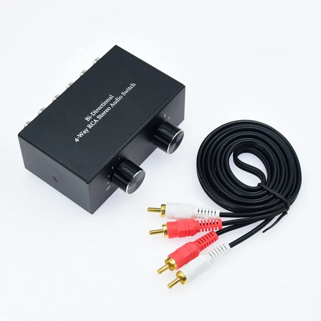 Alt view image 6 of 7 - Bi-Directional No External Power No Noise 4 Way 2 in 4 Out or 4 in 2 Out Audio Sound selector RCA Female Stereo 4 Channel Splitter switcher Box Switching