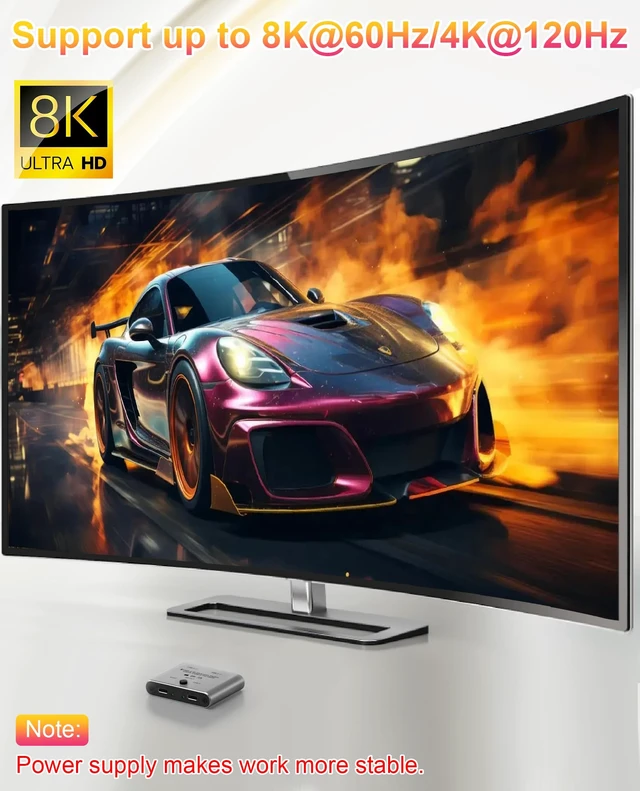 Alt view image 5 of 7 - 8K USB C Switch, Bi-Directional USB C Switcher for 2 Computers - 8K@60Hz/4K@120Hz Video + 100W PD Charging + 10Gbps Data Transfer, 1 in 2 Out / 2 in 1 Out USB C Splitter Switch with Power Cable