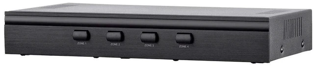 Main image of Monoprice SS-4 Premium 4 Channel Speaker Selector, with Impedance Protection, Supports 12-16 AWG Speaker Wire, Individual Zone On/Off Buttons, 138157, Black