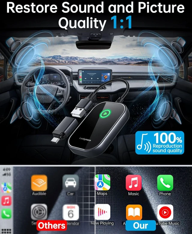 Alt view image 5 of 7 - Quick and Easy Wireless CarPlay: Enjoy hassle-free wireless CarPlay with a simple plug-and-play design. Just plug the wireless carplay