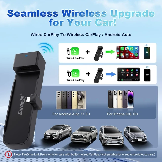 Alt view image 4 of 7 - Carlinkit FireDrive Link Pro Car TV Converter, Wireless CarPlay Adapter with HDMI for Fire TV Stick Streaming, Convert Wired CarPlay to Wireless Android Auto & Apple CarPlay Dongle, Plug & Play