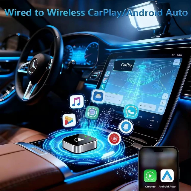 Alt view image 4 of 7 - Wireless CarPlay Adapter for iPhone, Android, 2026 Upgrade Convert Wired to Wireless Apple CarPlay Adapter, Mini Size USB Stable Control, Plug and Play
