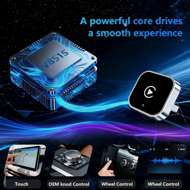 Alt view image 3 of 7 - Wireless CarPlay Adapter for iPhone, Android, 2026 Upgrade Convert Wired to Wireless Apple CarPlay Adapter, Mini Size USB Stable Control, Plug and Play