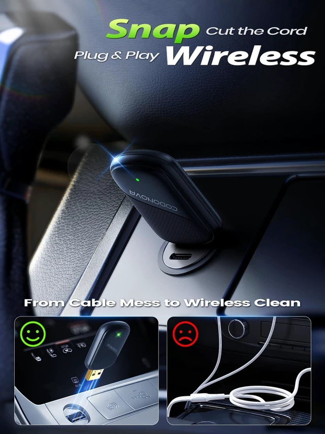 Alt view image 2 of 7 - Mini Wireless CarPlay Adapter for iPhone & Android Auto - Wired to Wireless | Gold-Plated USB Dongle, Fast Stable Connection, Auto Reconnect in 3 Seconds
