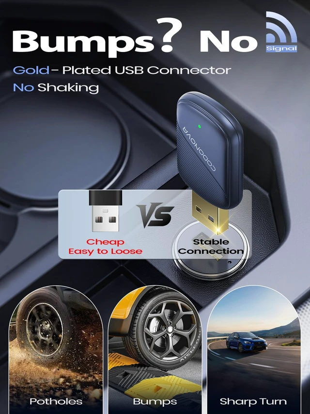 Alt view image 4 of 7 - Mini Wireless CarPlay Adapter for iPhone & Android Auto - Wired to Wireless | Gold-Plated USB Dongle, Fast Stable Connection, Auto Reconnect in 3 Seconds