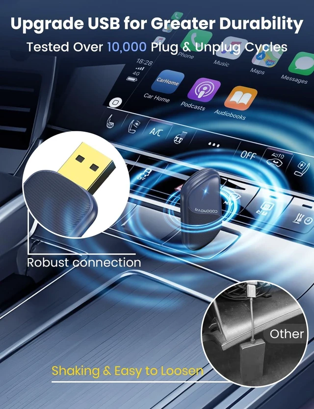 Alt view image 5 of 7 - Mini Wireless CarPlay Adapter for iPhone & Android Auto - Wired to Wireless | Gold-Plated USB Dongle, Fast Stable Connection, Auto Reconnect in 3 Seconds