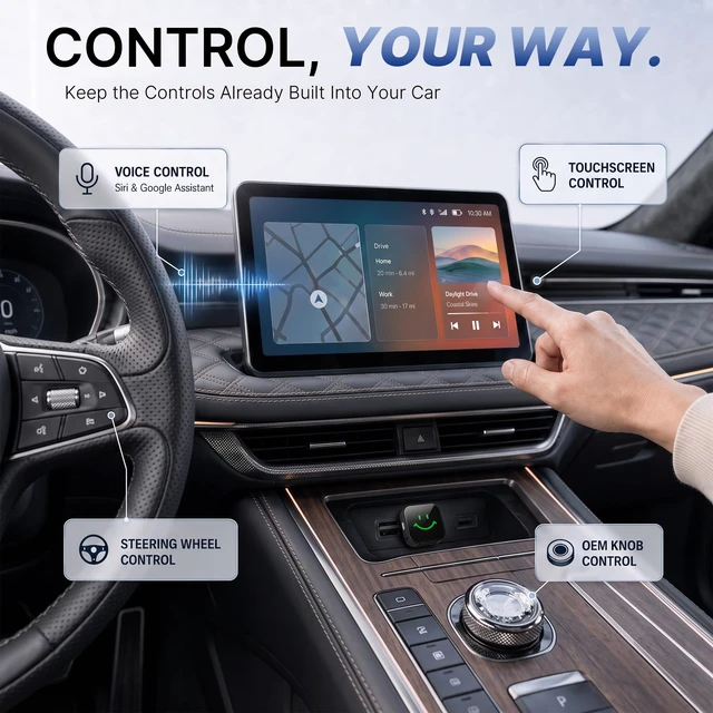 Alt view image 6 of 7 - BSUBSU 2-in-1 Wireless CarPlay & Android Auto Adapter (2026 Version) | One-Click Switch, Mini Size, Converts Wired to Wireless, Plug & Play, Auto-Connect, Stable Connection, Low Latency, USB A / C