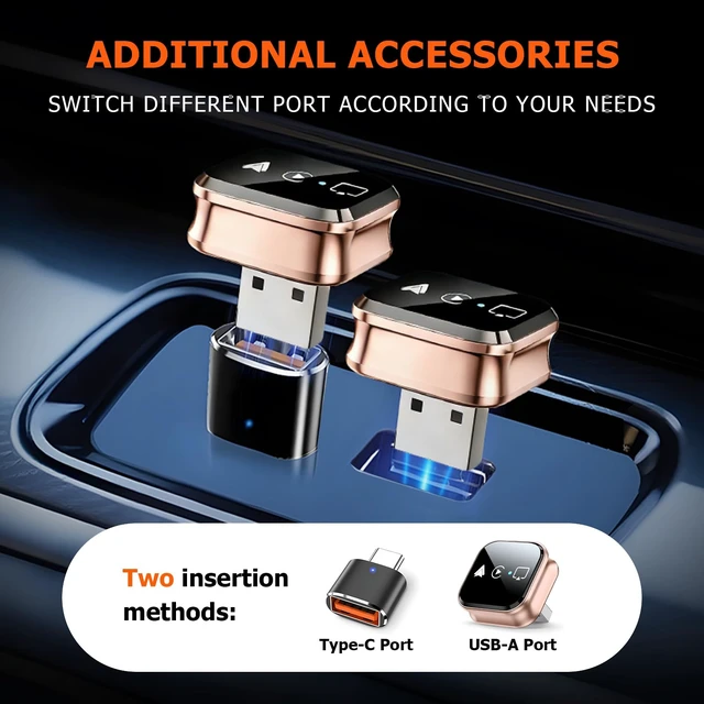 Alt view image 6 of 7 - 4-in-1 Wireless CarPlay Adapter & Android Auto Wireless Adapter, Converts Wired to Wireless CarPlay Dongle with AirPlay & Miracast Screen Mirroring, Plug and Play Carplay Adapter for iPhone & Android