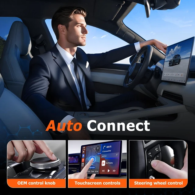 Alt view image 3 of 7 - 4-in-1 Wireless CarPlay Adapter & Android Auto Wireless Adapter, Converts Wired to Wireless CarPlay Dongle with AirPlay & Miracast Screen Mirroring, Plug and Play Carplay Adapter for iPhone & Android