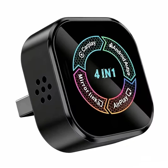 Main image of Wireless CarPlay Adapter Screen Mirror, Mini 4 in 1 Wired to Wireless Dongle for CarPlay/Android Auto, Mirror Cast for iOS & Android Phone, Lower Latency, Plug & Play with USB A/USB C Port