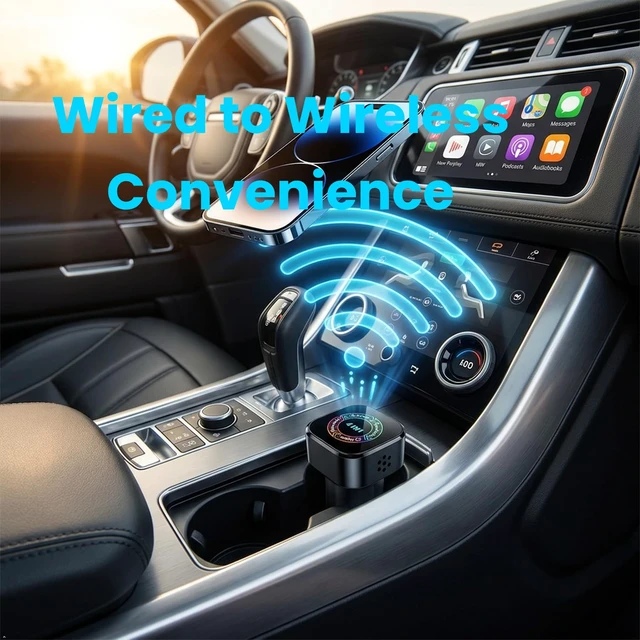 Alt view image 5 of 7 - Wireless CarPlay Adapter Screen Mirror, Mini 4 in 1 Wired to Wireless Dongle for CarPlay/Android Auto, Mirror Cast for iOS & Android Phone, Lower Latency, Plug & Play with USB A/USB C Port