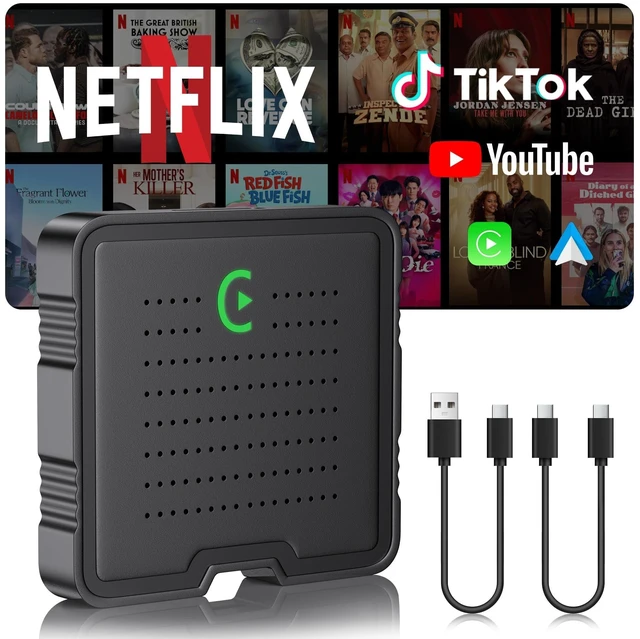 Main image of HGLEQ 2-in-1 Wireless CarPlay Adapter for Streaming Netflix/YouTube/TikTok/TF Card, 2025 Magic Video AI Box & Android Auto Dongle, Plug & Play, Fit with iPhone 8+/iOS10+/Android 11+