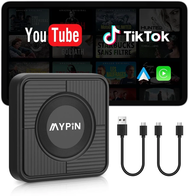 Main image of Upgraded Wireless CarPlay Adapter,Support Netflix YouTube, Plug & Play | 3-in-1 Wireless Carplay & Android Auto& Video Adapter, Support TF Card,USB Type C, USB Type A Compatible with iPhone &Android