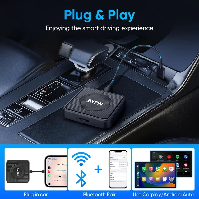 Alt view image 6 of 7 - Upgraded Wireless CarPlay Adapter,Support Netflix YouTube, Plug & Play | 3-in-1 Wireless Carplay & Android Auto& Video Adapter, Support TF Card,USB Type C, USB Type A Compatible with iPhone &Android