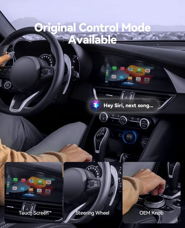 Alt view image 4 of 7 - Wireless CarPlay & Android Auto Adapter, Convert Wired to Wireless | Fast Auto Reconnect, Plug & Play for Factory Wired CarPlay Vehicles, Compatible with Most Cars 2016+, Black