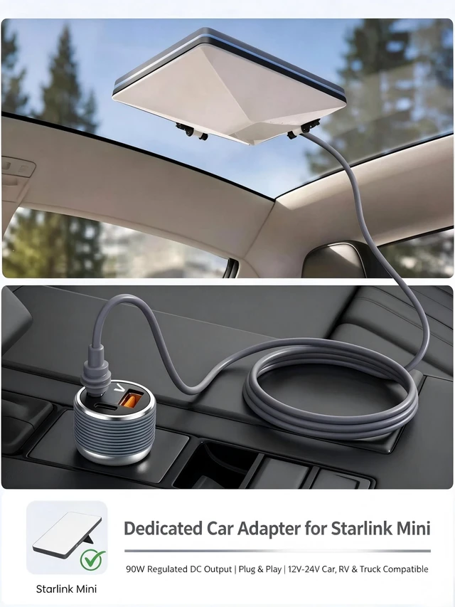 Alt view image 5 of 7 - FOMHO for Starlink Mini Digital Display Power Car Adapter, 3 in 1 with 12-24V to 30V DC Step Up Converter with 45W PD USB-C & 18W USB-A Ports, for Car RV Truck Boat Off-Grid Travel