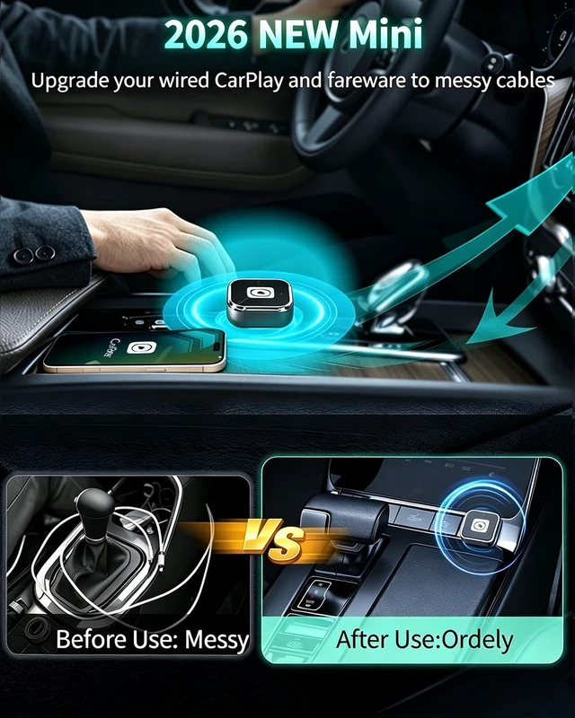 Alt view image 4 of 7 - Wireless CarPlay Adapter for Apple iPhone & Android Auto Dongle | Mini USB Bluetooth Car Adapter, Wired to Wireless, Fast Auto-Connect, Easy Setup Plug and Play for Apple CarPlay/Android
