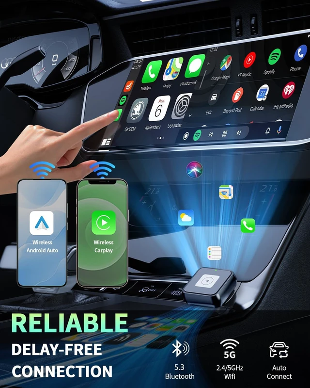 Alt view image 3 of 7 - Wireless CarPlay Adapter for Apple iPhone & Android Auto Dongle | Mini USB Bluetooth Car Adapter, Wired to Wireless, Fast Auto-Connect, Easy Setup Plug and Play for Apple CarPlay/Android