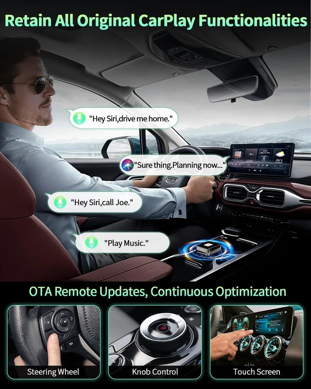 Alt view image 7 of 7 - Wireless CarPlay Adapter for Apple iPhone & Android Auto Dongle | Mini USB Bluetooth Car Adapter, Wired to Wireless, Fast Auto-Connect, Easy Setup Plug and Play for Apple CarPlay/Android